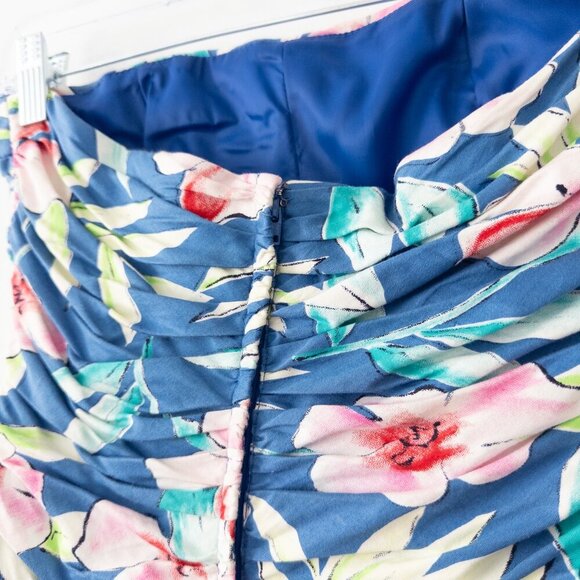 Victor Costa Vintage Floral Drop Waist Tulle Strapless Dress 1980s Lord & Taylor - Picture 8 of 11